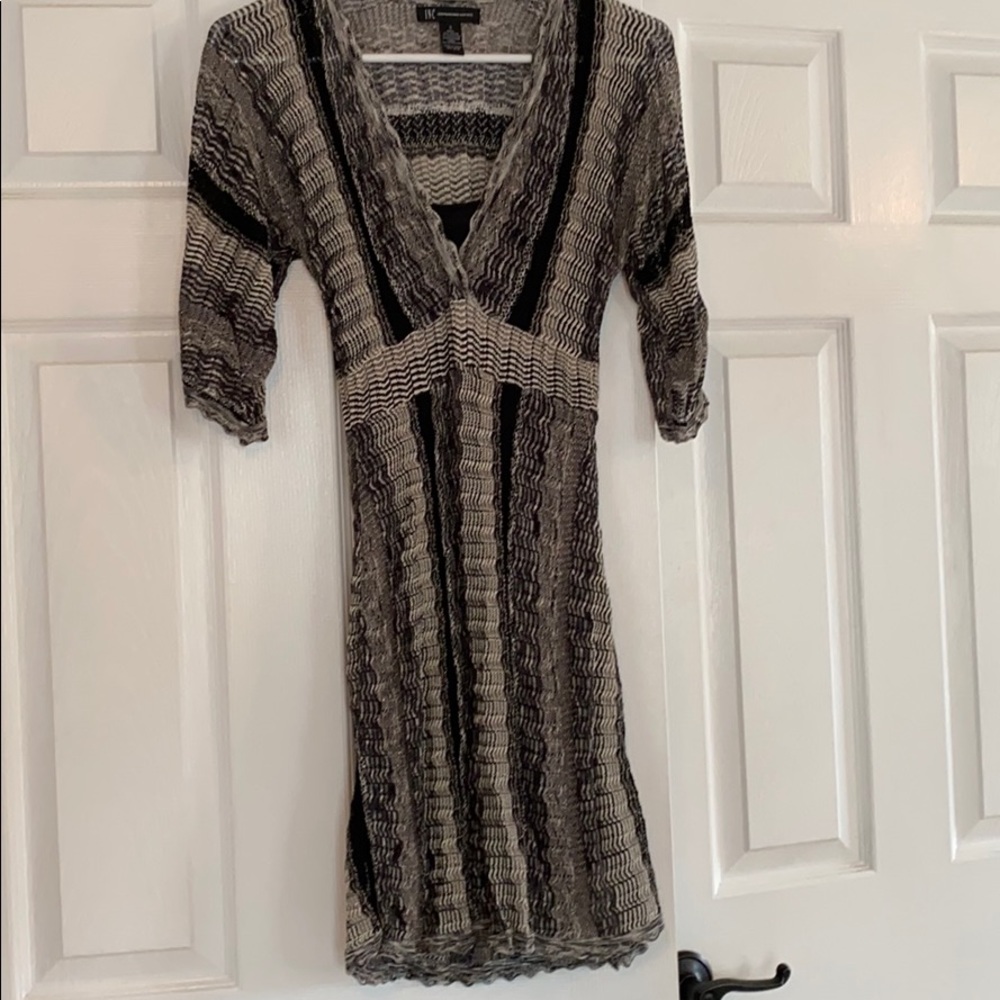 Silver and black knit dress